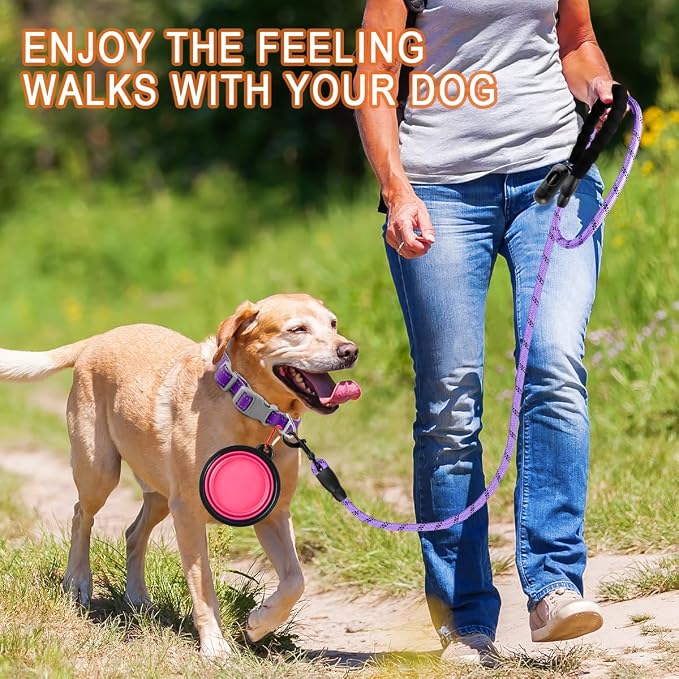 BARKBAY Dog Leashes for Large Dogs Heavy Duty Dog Leash 4/5/6 FT with Comfortable Padded Handle and Highly Reflective Threads for Medium Large Dogs Walking Training Running (6FT-1/2,Violet Purple)