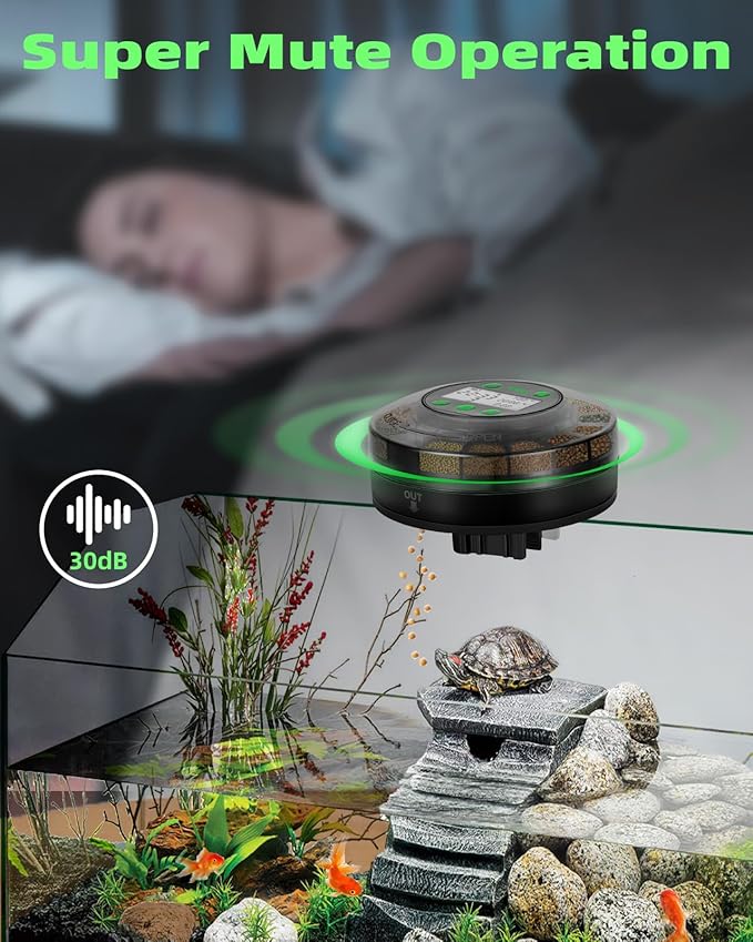 Papettly Automatic Fish Feeder for Aquarium - Auto Fish Food Dispenser for Fish Turtle Tank with USB Cable & LCD Display, Timer Fish Feeder for Vacation Weekend Holiday, with Fish Feeder Spoon