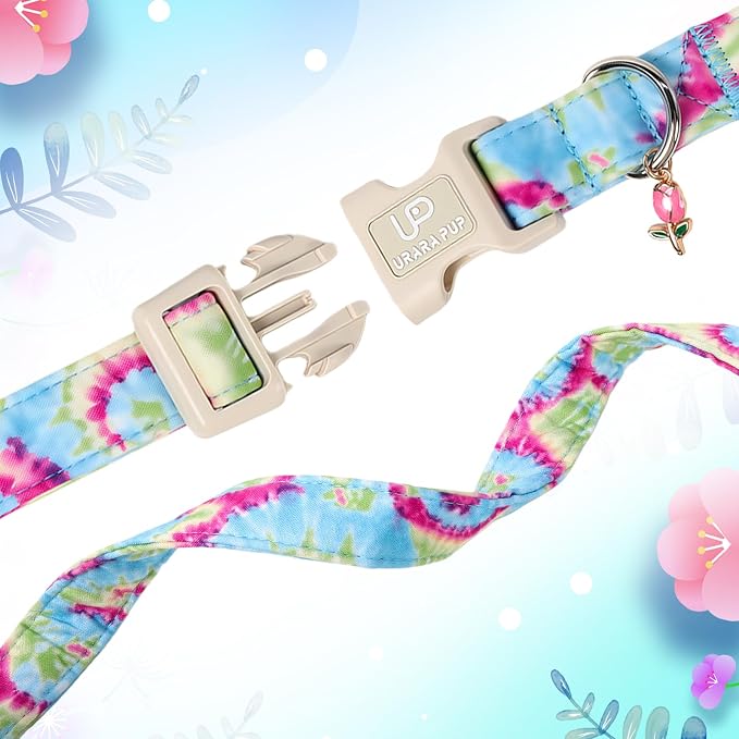 Summer Dog Collar, Personalized Cotton Dog Collar with Quick Release, Summer Tie-dye Collars for Small Medium Large Boys Dogs, Cute Durable Comfortable Pet Collars
