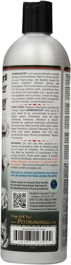 Groomers Edge Grimeinator Deep Cleaning Dog and Cat Shampoo, 16-Ounce