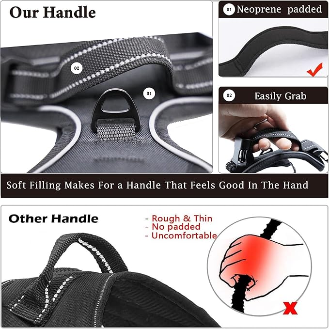 No Pull Dog Harness, Medium Rose Tactical Vest Harness, 900D Durable Nylon Reflective Pet Harness with Front & Back Control Handles, Adjustable Padded No-Choke Vest for Medium Dogs Border