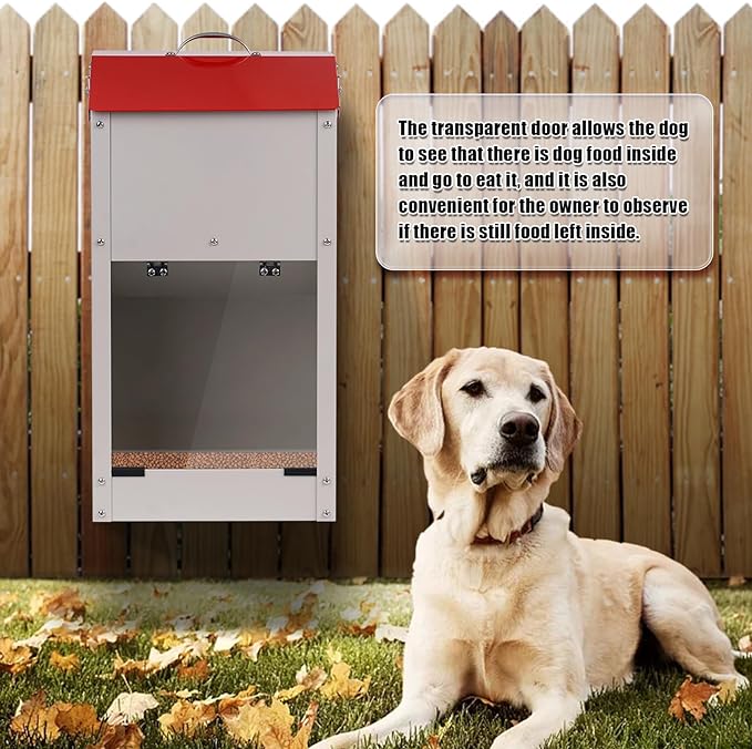 Galvanized Automatic Dog Feeder Large Breed Dog Food Dispenser for Large Dogs, 25lbs Outdoor Pets Feeder Gravity Food Feeder