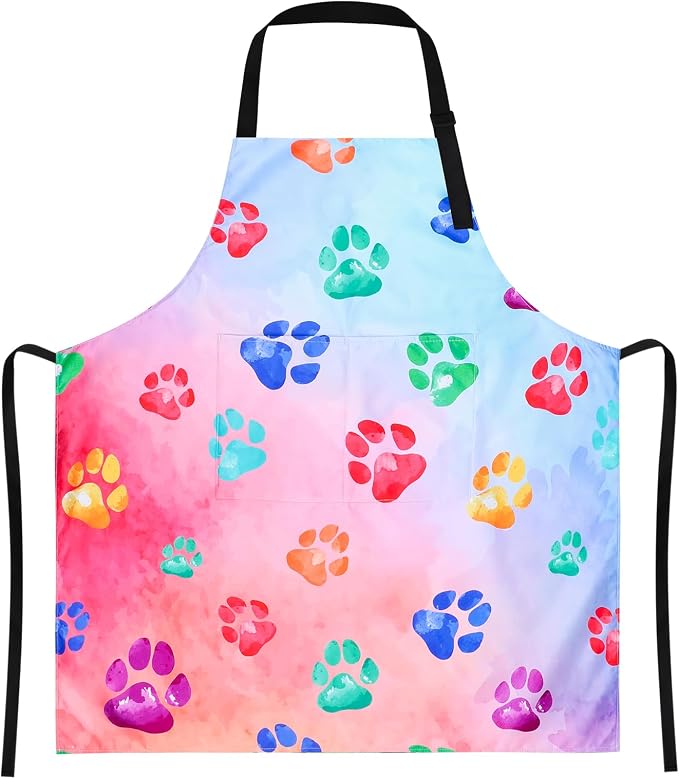 Dog Grooming Waterproof Apron with 2 Pockets, Cute Animals Puppy Dog Pets Apron