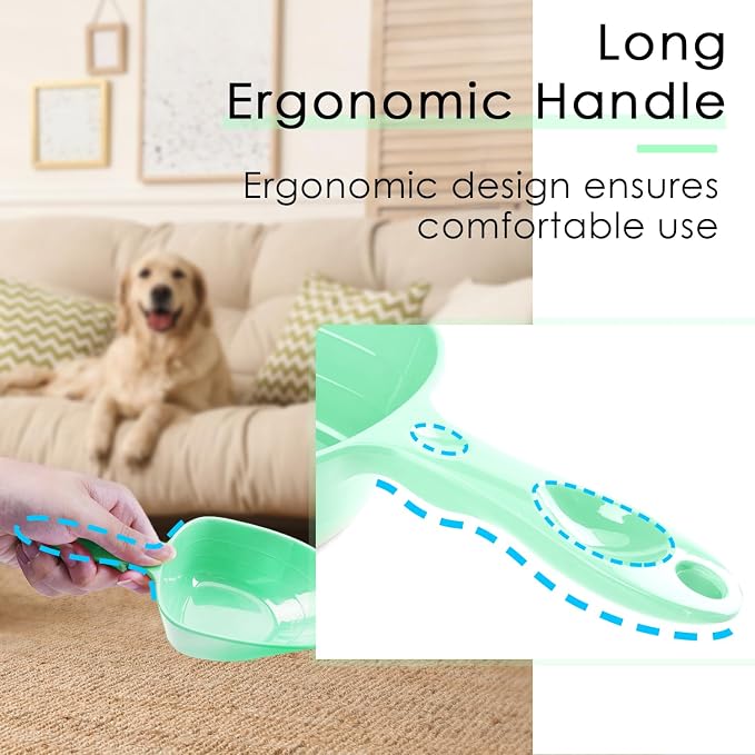 Melamine Pet Food Measuring Scoop, 1 Cup 1/2 Cup 1/4 Cup with Clear Measurement Lines for Dog, Cat, Bird, and Rabbit, Durable, Ergonomic Handle, Dishwasher safe-Green