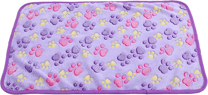 UTTPLL Blanket-Machine-Washable-Premium-Shedding Soft Warm Dog Blankets Puppy Essentials Animals Cat Fleece Fluffy Flannel Throw Pet Dog Gifts Cute Paw Purple Small