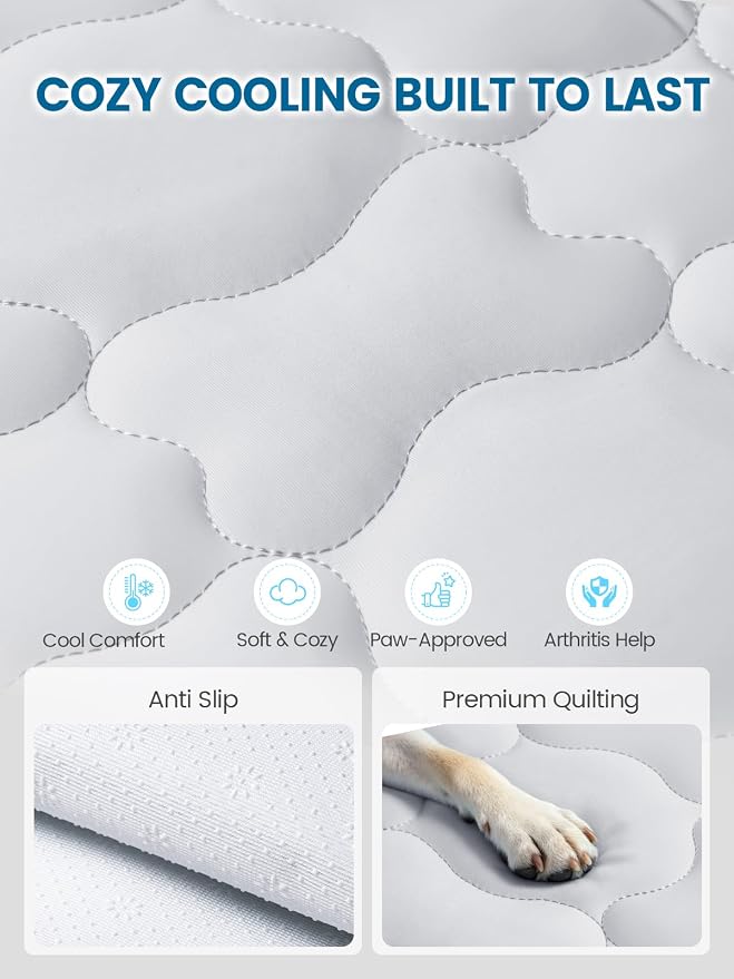 Mora Pets Dog Cooling Mat Pet Cooling Pad for Dogs & Cats Q-Max>0.5, Breathable Washable Self Cool Dog Mat for Indoor Floors, Crate, Sofa & Outdoor Use, Non Gel Summer Ice Silk Cold Pad Small 28x22