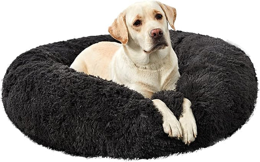 Washable Dog Round Bed - XLarge Donut Dog Bed, Comfy Calming Cuddler
