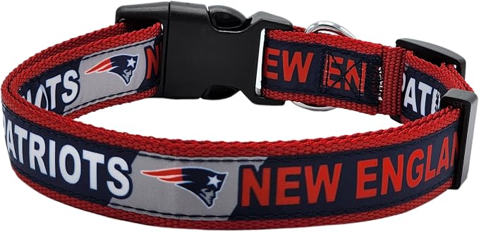 Pets First NFL New England Patriots Licensed PET COLLAR, Large - Heavy-Duty, Strong, and Durable Dog Collar. Available in 31 Football Teams and 4 Sizes