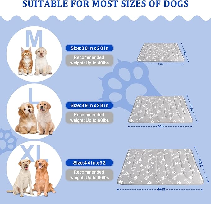 MH MYLUNE HOME Upgrade Cooling Mat for Pets, 28”x39” Cool-Chill Fiber Reinforced Padding, Heat-Absorbing Color-Changing Pet Pad, Foldable/Washable Summer Bed