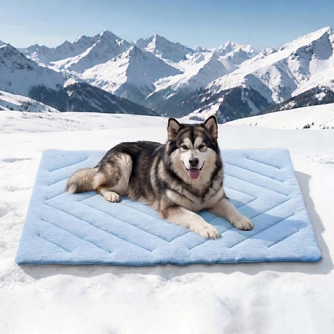 Dog Cooling Mat Self Coolings Foldable Cooling Pad for Dog in Summer Coolings Mat for Dogs and Cats Machine Washable (Rectangle,Blue, X-Large-59 L x 40" W)