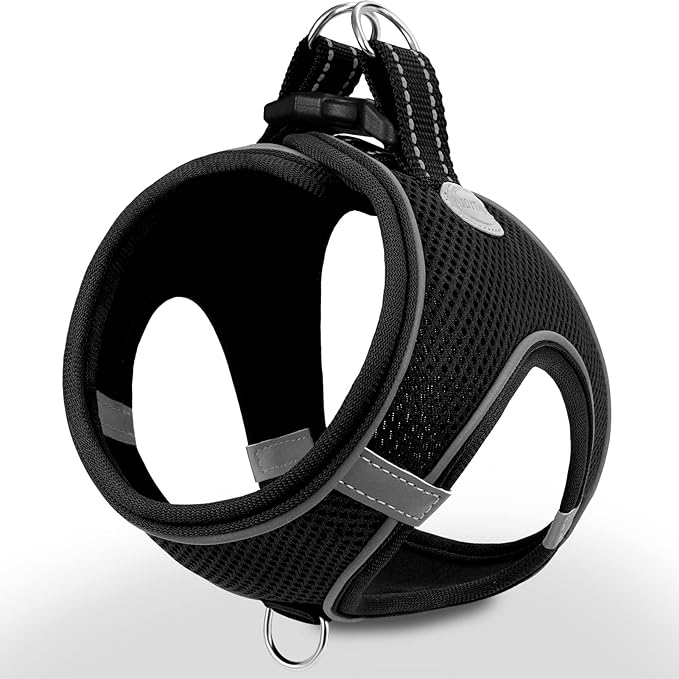Joytale Small Dog Harness, Breathable Mesh Step-in Vest, Reflective Soft Padded Harnesses Small Sized Dog for Walking, Black, S