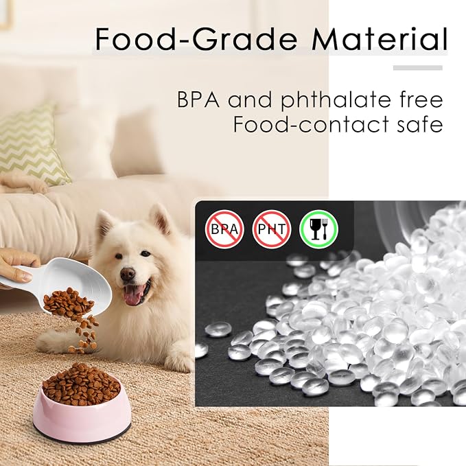 Dog Food Scoop-Melamine Pet Food Measuring Cup - 1 Cup 1/2 Cup 1/4 Cup Dog Cat Bird and Rabbit Food Feeding Scoop Dishwasher Safe - White