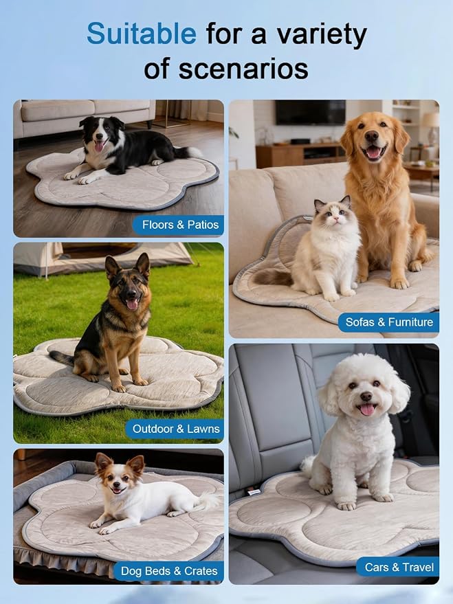 Dog Cooling Mat, Q-Max>0.46 Instant Cool Pad for Dogs, Reversible 4-Layer Thick Pet Cooling Pad, Machine Washable,for Crate, Car, Indoor & Outdoor Summer（Large-26 L x 23" W)