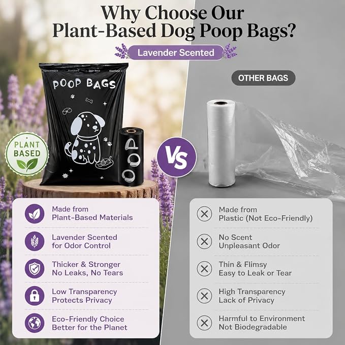 Poop Bags for Dogs120 bags 13x9 in Extra Large Dog Poop Bags Rolls with Dispenser, Guaranteed Leak Proof and Extra Thick, For Fragrance Bags for Dogs Walking and Cat Litter