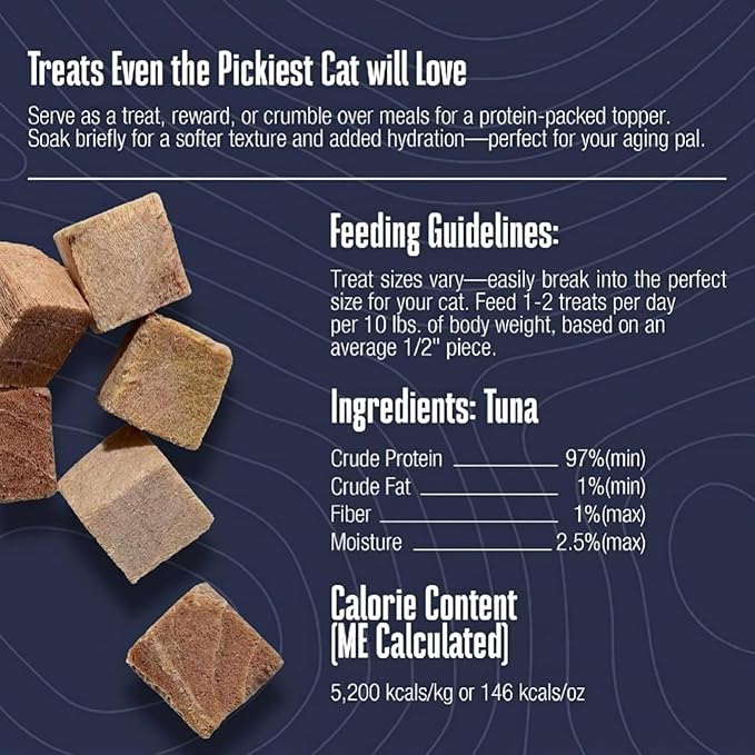 Whole Life Cat Just One Tuna Freeze Dried Cat Treats - Human Grade High Protein Food, Healthy Training Snacks, Freeze Dried Tuna Food Toppers, USA Made Natural Treats - 1.5 oz (Pack of 1)