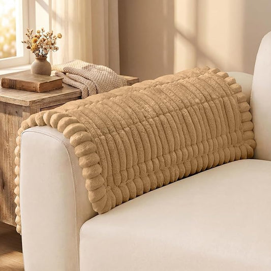 decorUhome Couch Cover for Dogs, Non-Slip Fuzzy Pet Sofa Cover for Seat, Backrest & Armrest, Soft Washable Pet-Friendly Sofa Protector, Camel, 27.6" x 27.6"