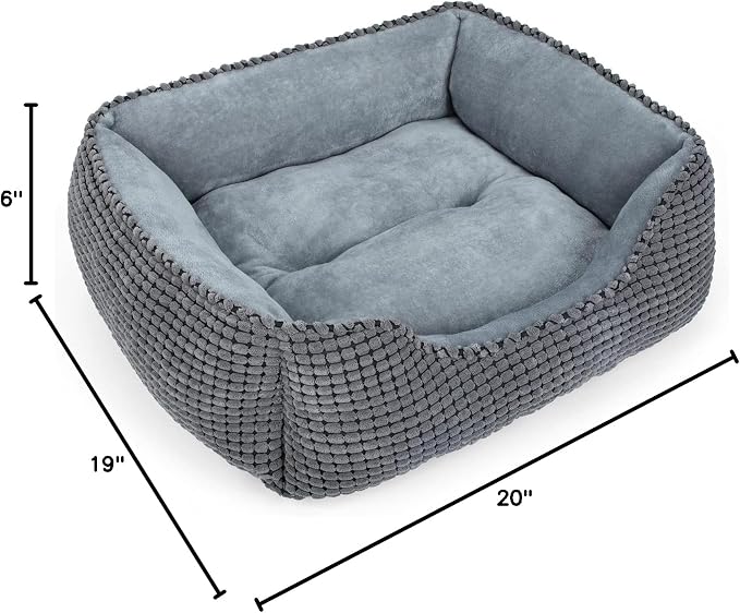 MIXJOY Dog Bed for Large Medium Small Dogs, Rectangle Washable Sleeping Puppy Bed, Orthopedic Pet Sofa Bed, Soft Calming Cat Beds for Indoor Cats, Anti-Slip Bottom with Multiple Size (30-Large, Grey)