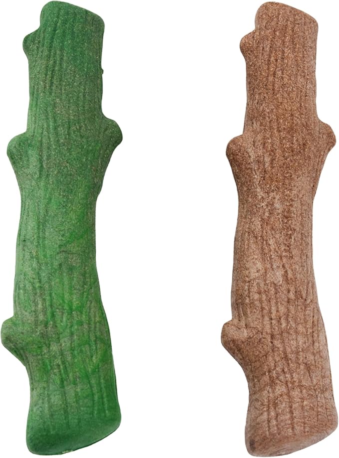 Dogwood Breath Dog Chew Toy – Real-Wood Blend, Moderate Chewers, Large, 8", 2-Pack (Natural & Mint Flavors)