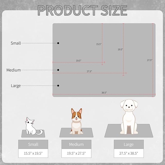 NACOCO Summer Pet Cooling Mat - Cat Dog Cushion Pad Sleeping Cool Comfortable Soft for Pets Kids and Adults (Grey French Bulldog, S)