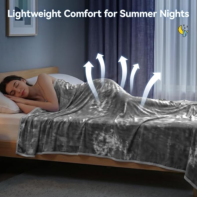 Guohaoi Cooling Throw Blanket for Hot Sleepers, Queen Size 90''×90'' Lightweight Breathable Summer Bed Blanket for Couch, Arc-Chill Q-Max >0.5 Cool Fiber,Lightweight Tie Dye Blanket Grey