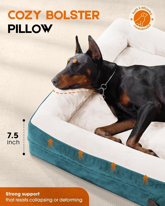 Upvilla Orthopedic Dog Bed XL, Four-Sided Cushioned Egg-Shaped Foam Dog Sofa, Waterproof Removable Cover, Pet Sofa Bed with Non-Slip Base, Extra Large Dog Bed,Blue