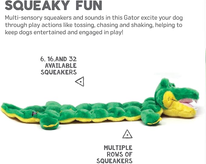 Outward Hound Squeaker Matz Plush Gator Dog Toy, XL