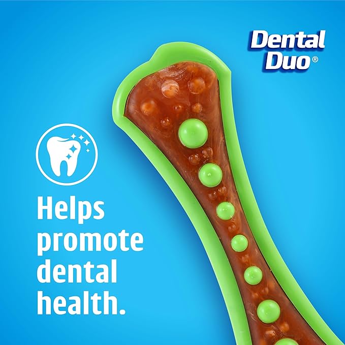 Hartz Chew 'n Clean Dental Duo Dog Treat & Chew Toy, Color Varies, Medium, 3 Pack