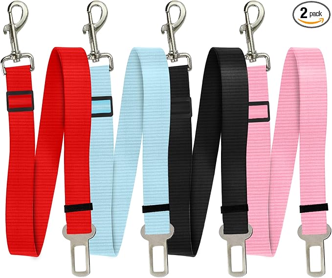 SunGrow Dog Seat Belt for Car, Adjustable Nylon Pet Seatbelt, Supports All Cars, Seatbelt for Dogs in Car, Dog Car Leash Seat Belt, Cats and Ferrets Seat Belt Harnesses