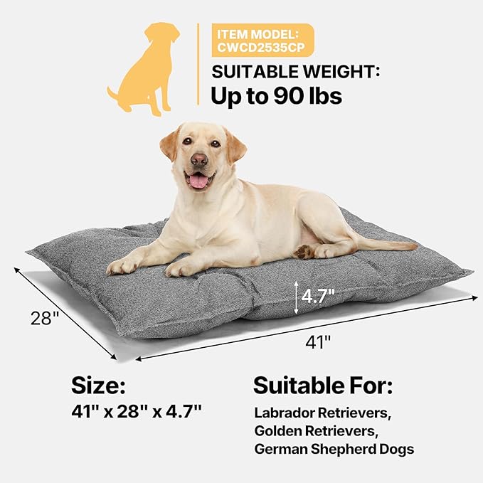 Veehoo Indestructible Dog Bed for Crate, Chew Proof Dog Crate Pad with Reinforced Corners, XL Washable Chew Resistant Pet Mat for Kennel, 41" x 28"