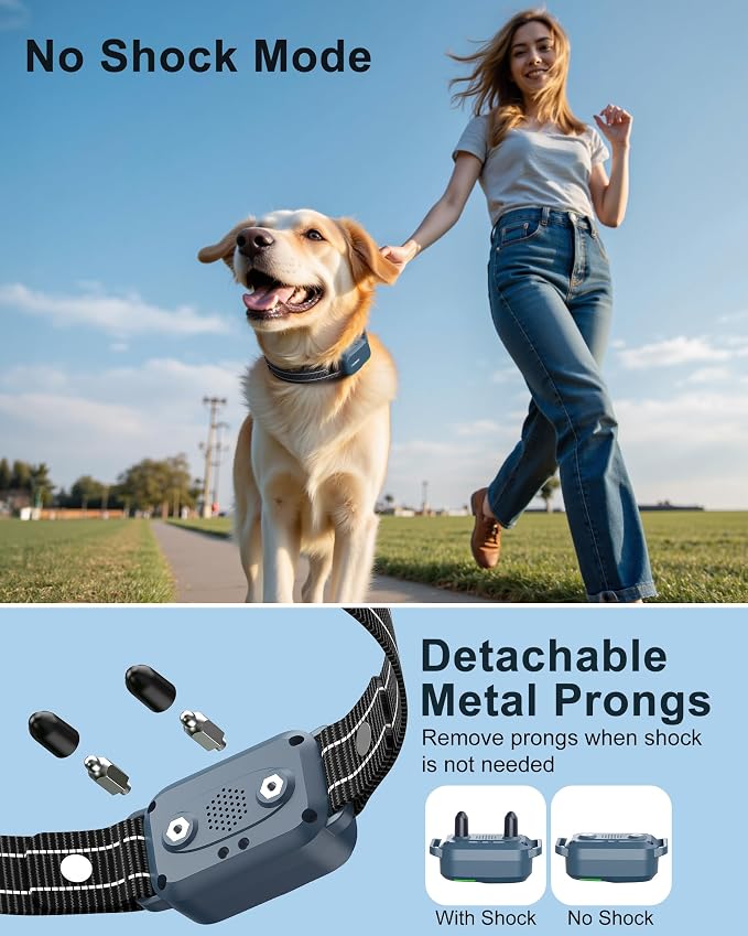 Dog Shock Collar - 4500FT Dog Training Collar with Remote, IPX8 Waterproof Electric Dog Collar with 4 Training Modes, Security Lock, Rechargeable eCollar for 10-120lbs Dogs(Bright Blue 1 Pack)