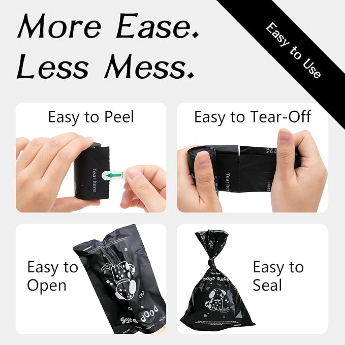 Dog Poop Bags with Dispenser, 630 Count Extra Thick Leak-Proof Waste Bags, Plant-Based Material, 13x9 Inch for Bags for Dogs Walking and Cat Litter