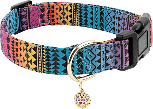 Faygarsle Bohemian Geometric Pattern Dog Collar for Small Medium Large Boys Girls Dogs S