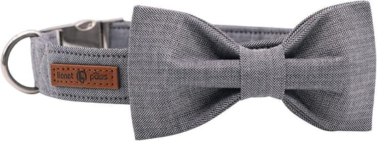 Lionet Paws Dog Collar with Bowtie, Durable Adjustable and Comfortable Collar for Medium Dogs, Neck 13.5-22in