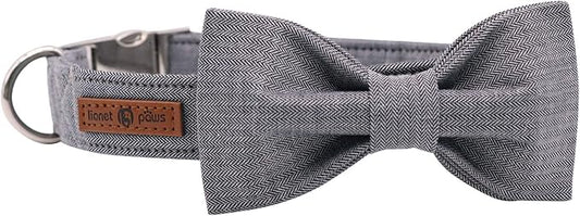 Lionet Paws Dog Collar with Bowtie, Durable Adjustable and Comfortable Collar for X-Large Dogs, Neck 16-26in