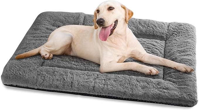 Dog Crate Pad Washable, Plush 42 x 28 Inch Anti-Slip Kennel Mat for Medium & Large Dogs, Fits Wire or Metal Crates, Travel, Home & Training Use, Dark Grey