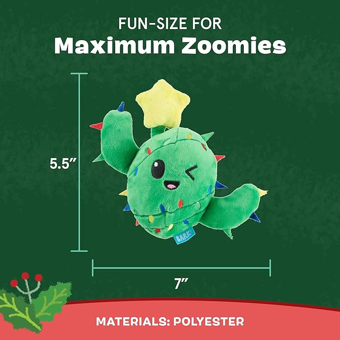 Barkbox Consuela the Christmas Cactus 2-in-1 Interactive Plush Dog Toy - Squeaky Dog Chew Toy with Whip and Flip Arms - for Medium to Large Dogs and Puppies