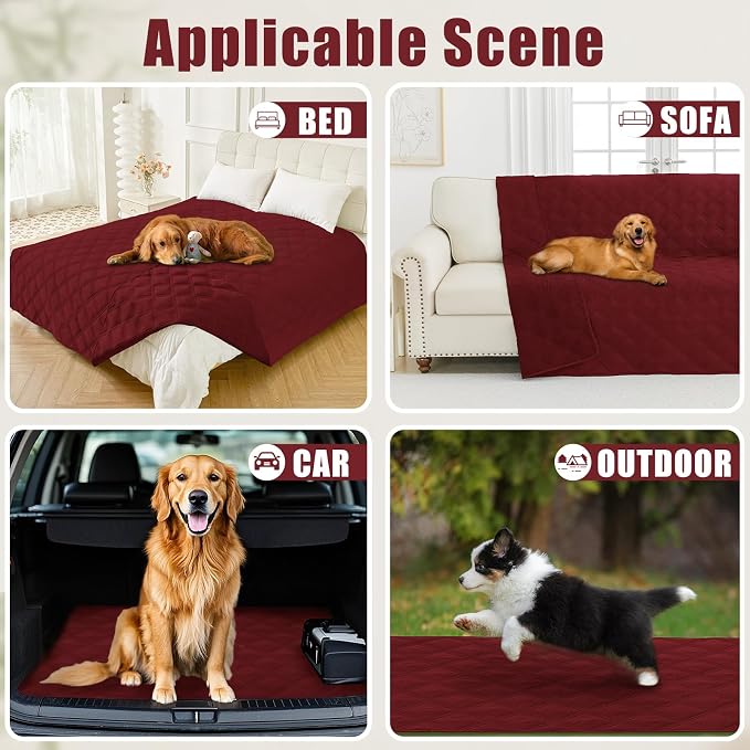 Smiry Waterproof Dog Bed Cover Blanket 40x70, Soft Reversible Pet Blanket, Washable Leakproof Cats Dogs Couch Cover for Sofa, Couch, Furniture, Wine Red/Wine Red