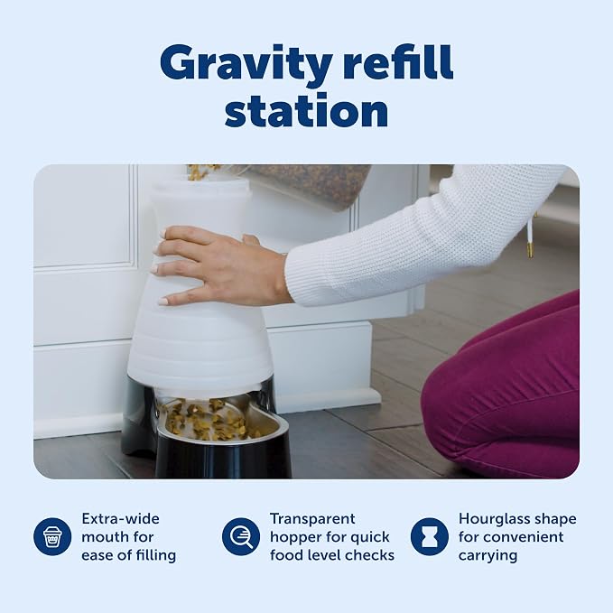 PetSafe Healthy Pet Food Station - Medium, 4 lb Kibble Capacity - Gravity Pet Feeder Dry Food Dispenser, Automatic Cat Feeder, Small to Medium Dog Feeder - Removable Stainless Steel Bowl Included