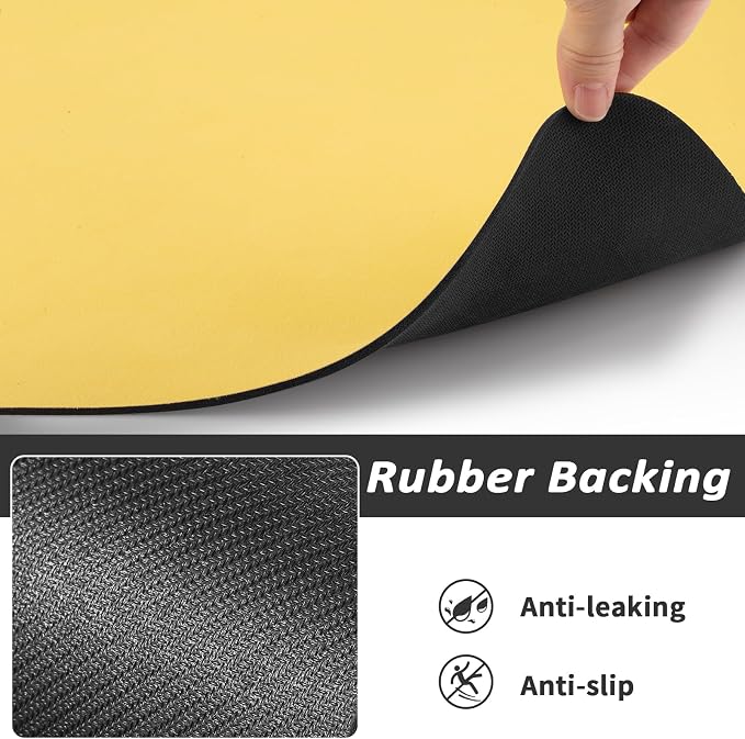 HotLive Dog Food Mat - Absorbent Cat Mat for Food and Water, No Stains Pet Feeding Bowl Mat, Easy to Clean Pet Placemats, Quick Dry Dog Water Dispenser Mat for Messy Drinkers | Paw Yellow 18"x 28"
