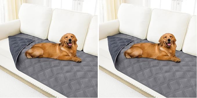 Smiry Waterproof Dog Bed Cover Blanket 30x70, Soft Reversible Pet Blanket, Washable Leakproof Cats Dogs Couch Cover for Sofa, Couch, Furniture, Lattice, Grey/Dark Grey (Pack of 2)