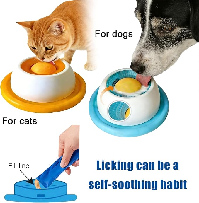 New Lick Sphere Dog,Feeder Dog Bowls for Liquid Treat,Large Medium Small Breeds Dietary Supplement/Post-op Nutrition,Interactive Slow Feeder & Anxiety Relief Treat (Blue(for Dogs))