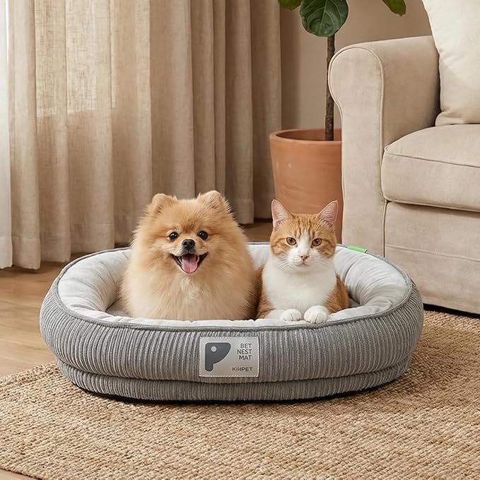 Washable Pet Cat Dog Bed Small Medium,Memory Foam Calming Pet Puppy Dog Crate Beds Cushion for Small Medium Dogs Indoor Cats Crate Pad,Pet Dog Cat Crate Mat with Detachable Bottom and Bolster Cushion