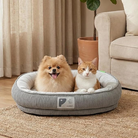 Washable Pet Cat Dog Bed Small Medium,Memory Foam Calming Pet Puppy Dog Crate Beds Cushion for Small Medium Dogs Indoor Cats Crate Pad,Pet Dog Cat Crate Mat with Detachable Bottom and Bolster Cushion