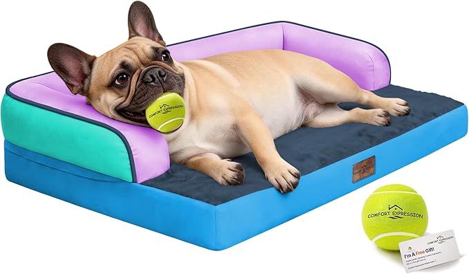 Comfort Expression Memory Foam Dog Bed - Orthopedic Pet Bed for Big Dog Waterproof Pet Couch Memory Foam Sofa Bolster with Removable Cover - 36 x 27