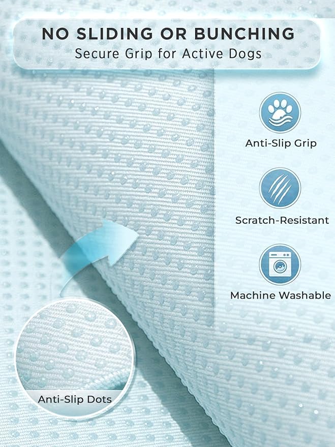 furrybaby Dog Cooling Mat Dog Bed mat, Extra-Thick Dog Crate Pad, Cat Bed, Washable Pet-Safe Magic Cooling Pad for Dogs Cats, Long Lasting Cooling for Crate Bed Indoor Outdoor Summer, 44x32, Sea
