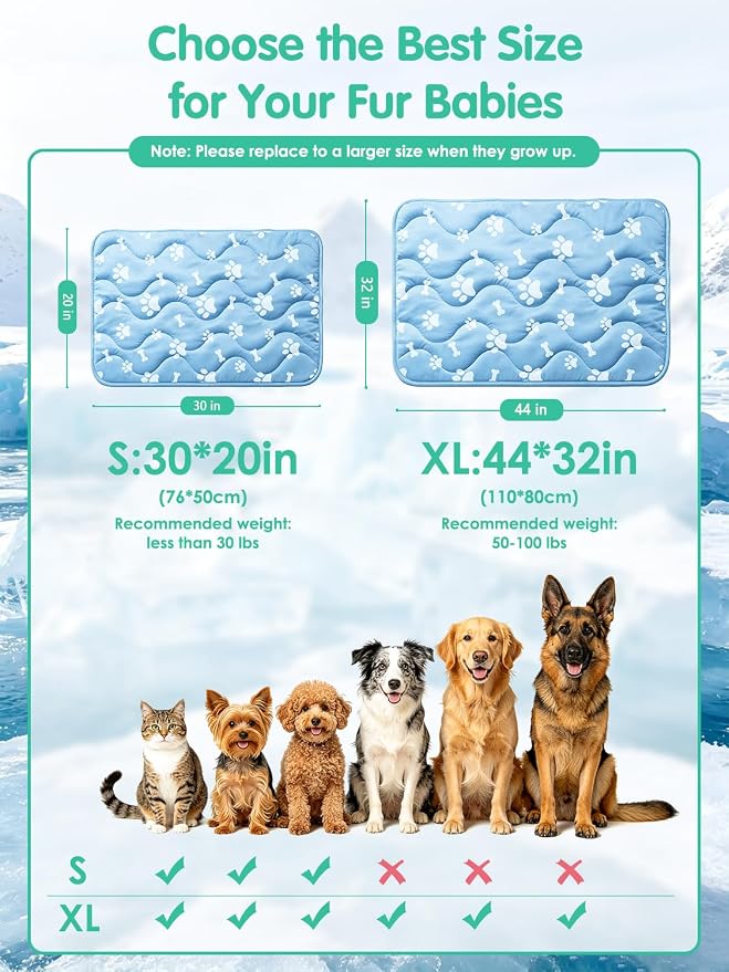Dog Cooling Mat, 30" x 20" Cooling Mat for Dogs,Color-Changing Arc-Chill Tech (Q-Max>0.5),Machine Washable, Pet Cooling Mat for Small Dogs & Cats, Instant Indoor Outdoor Cooling Pad for Summer