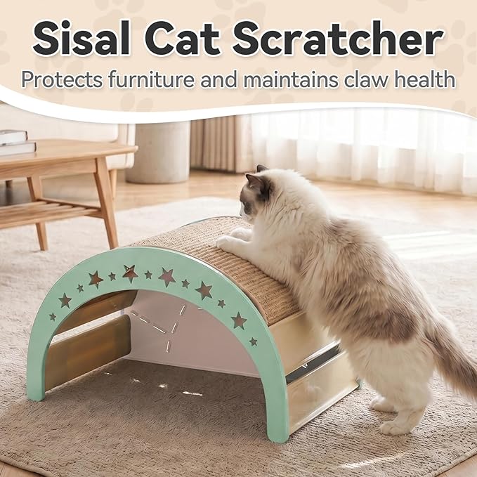 Cat Rocking Bed with Washable Removable Cushion and Sisal Scratching Pads Cat Scratcher Multifunctional Cat Furniture, Pink