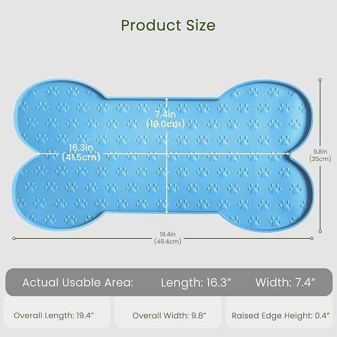 PWTAA Dog Food Mat Anti-Slip Silicone Dog Bowl Mat Thicker Pet Placemat Waterproof Cat Feeder Pad with Raised Edge Puppy Kitten Feeding Mats Suitable Small Medium-Sized Dogs Cats Eating Tray