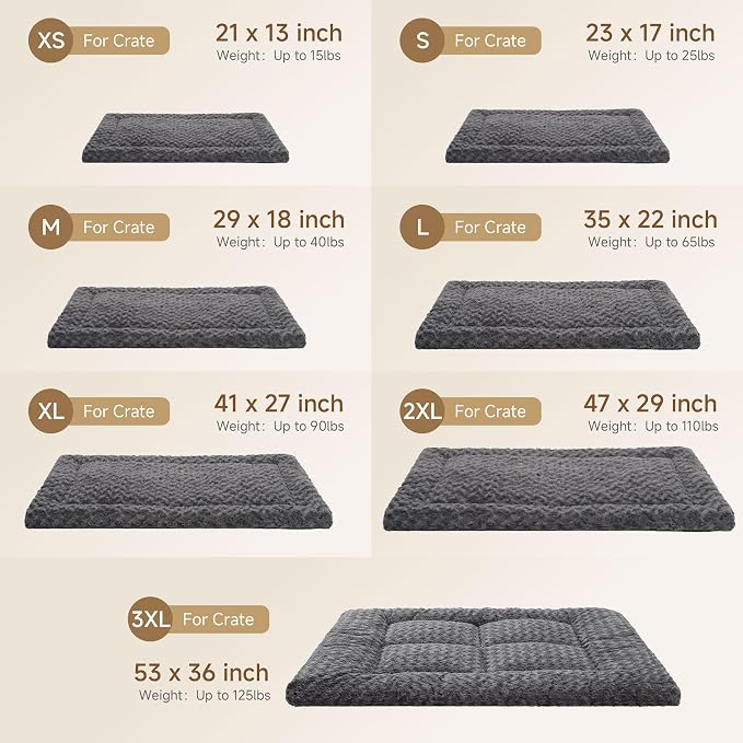 Washable Dog Bed Mat Crate Pad Soft Fluffy Pet Kennel Beds Dog Sleeping Mattress for Large Jumbo Medium Small Dogs, 36 x 23 Inch, Black