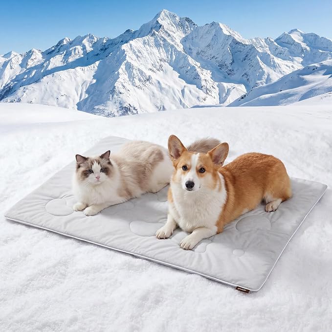 ZOMISIA Cooling Blanket for Medium Dogs - Washable Dog Cooling Mat for Hot Weather, Travel Soft Pet Summer Essentials, Grey, 30"x40"